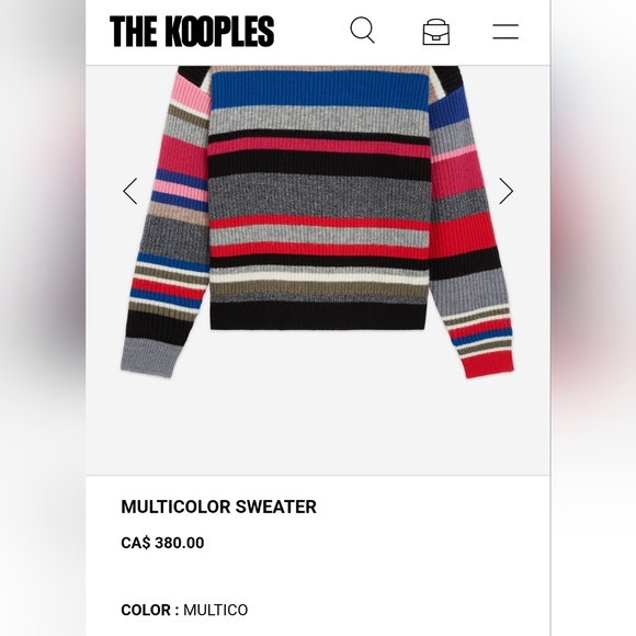 NWOT THE KOOPLES Multicolored Striped Wool Blend Crew-neck Ribbed Sweater Size M - Picture 8 of 15